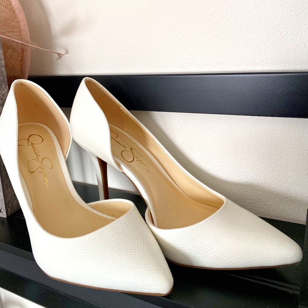 Jessica Simpson White Heels